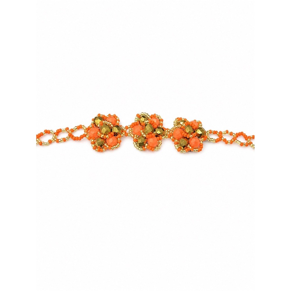 Orange Floral Beaded Bracelet